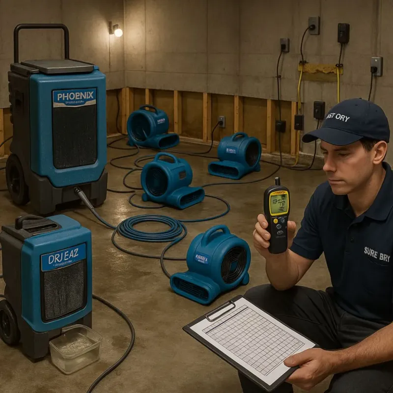 Structural Drying and Dehumidification process in Stover, MO